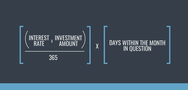 If you want to calculate interest earned each month, replace the actual term with the number of days in the month in question. 