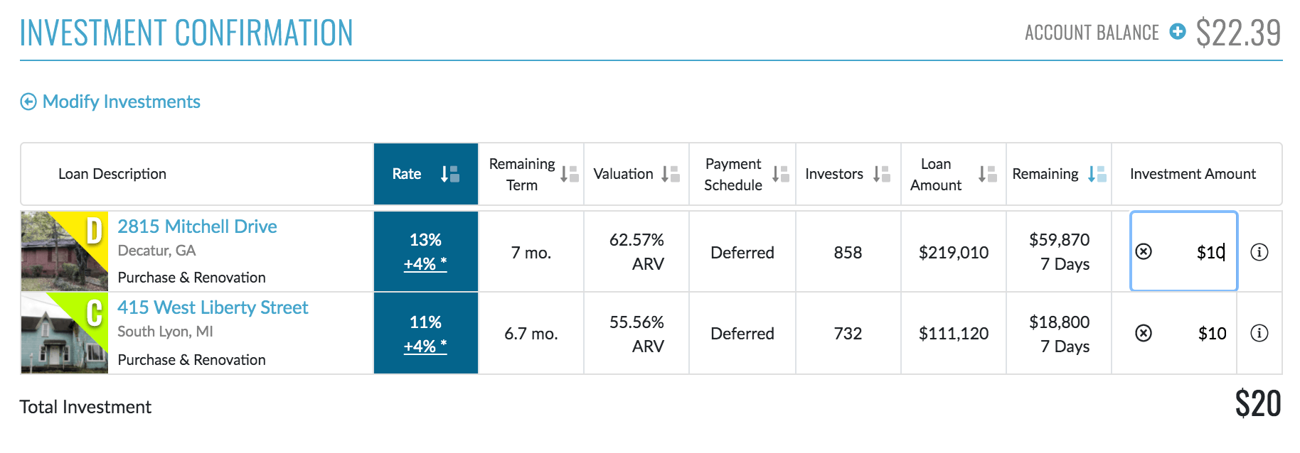 Review Investments - New