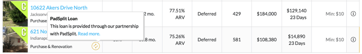 PadSplit loans on investment page_2