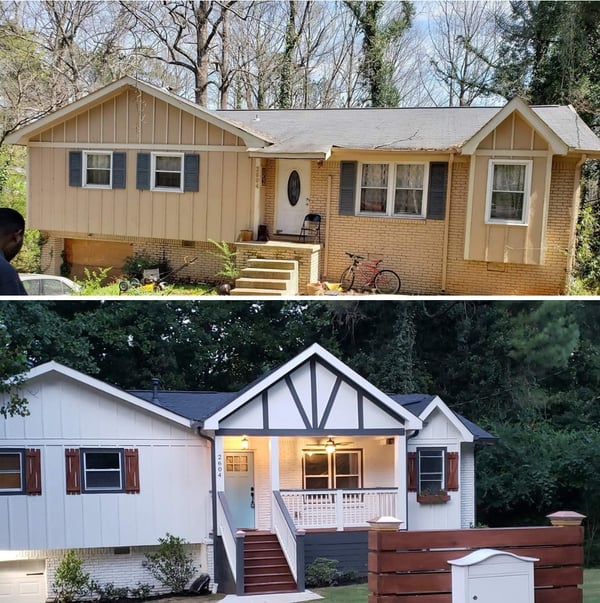 Before and after for a renovation/remodel at 2604 Crestdale in Atlanta